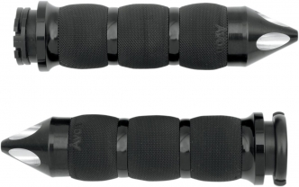Avon Spike Aircushion Black/Silver Anodised Grips For Metric Cruisers and Japanese Bikes With 1 inch Bars (AIR-90-ANO-SPK)