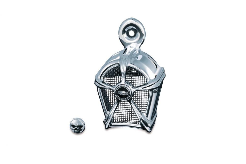 Kuryakyn Mach 2 Horn Cover In Chrome With Black Mesh For Harley