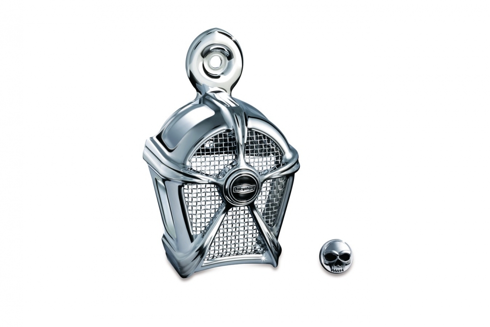 Kuryakyn Mach 2 Horn Cover In Chrome With Black Mesh For Harley