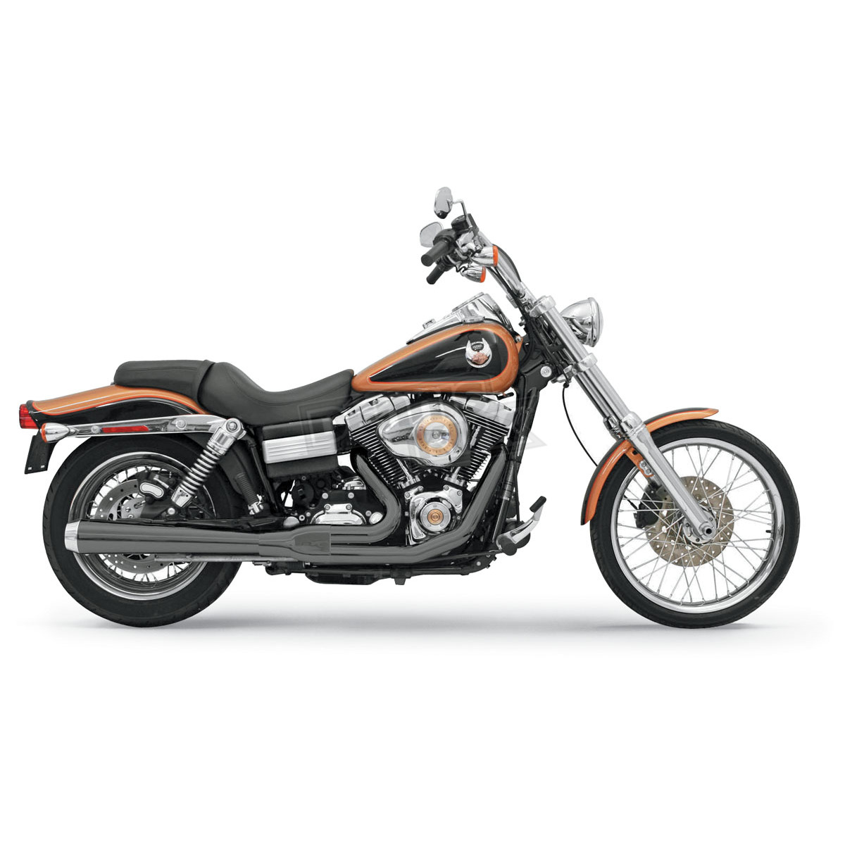 Black Short Road Rage 2 into 1 System for '06-'17 Dyna - 13122J