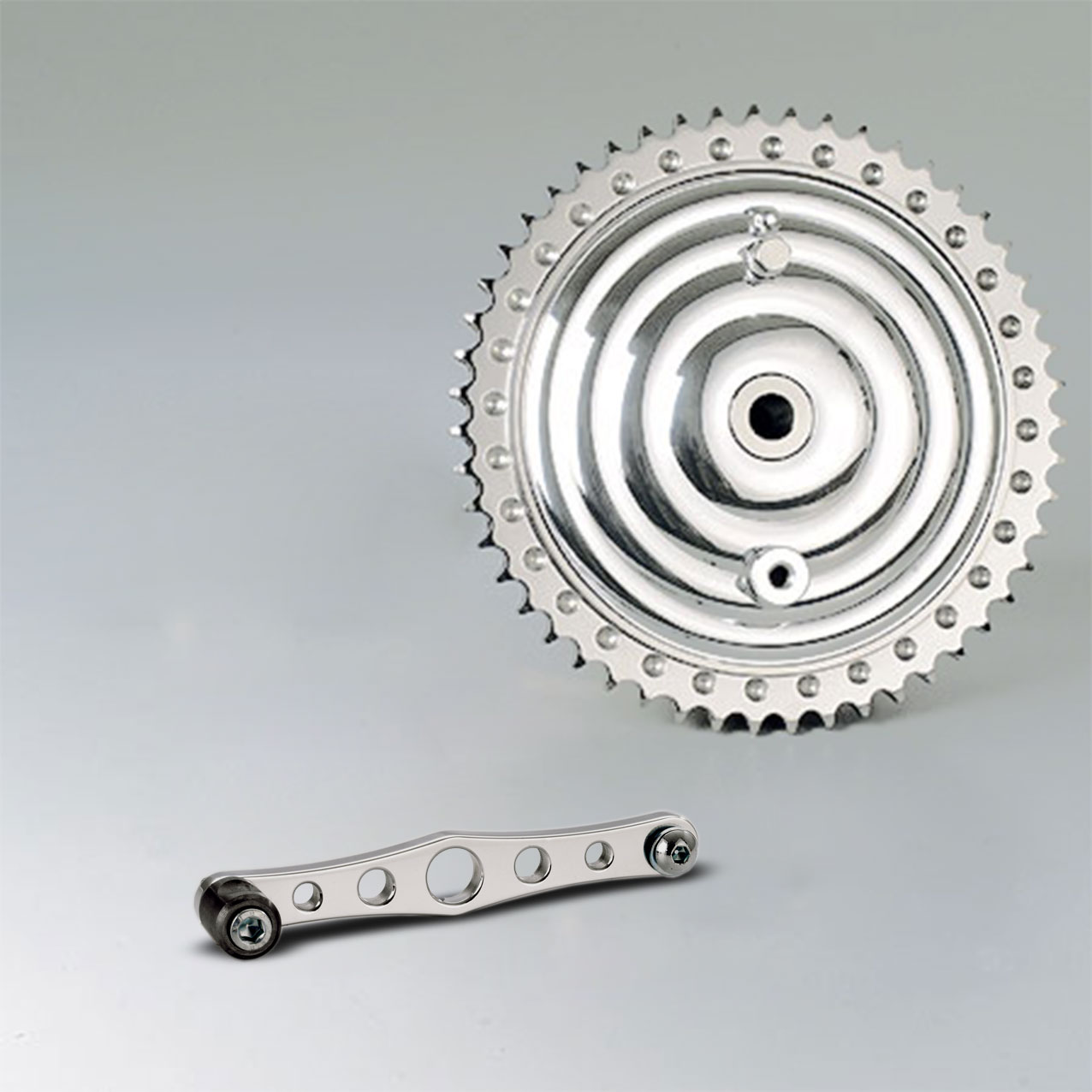 Kustom Tech Hydraulic Brake Drum in Chrome With Brass Fins (03050