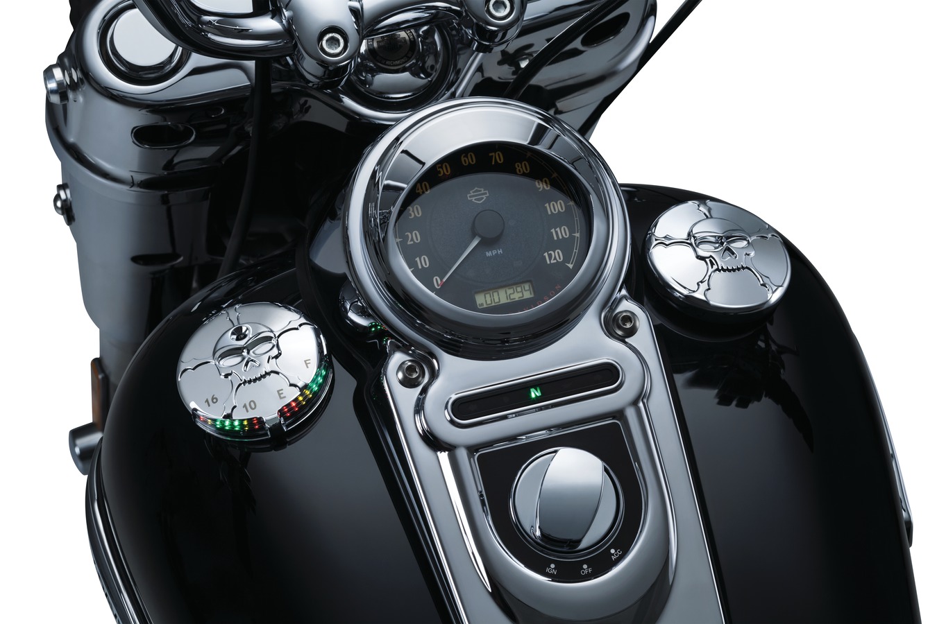 Kuryakyn Zombie L.E.D. Fuel & Battery Gauge In Chrome Finish For Harley