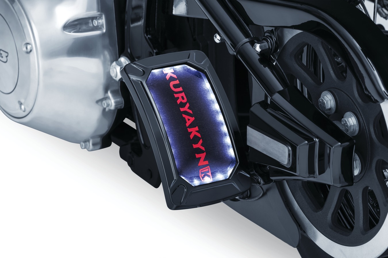 Kuryakyn Nova Lighted Vertical Side Mount License Plate Holder In Gloss Black Finish (3191
