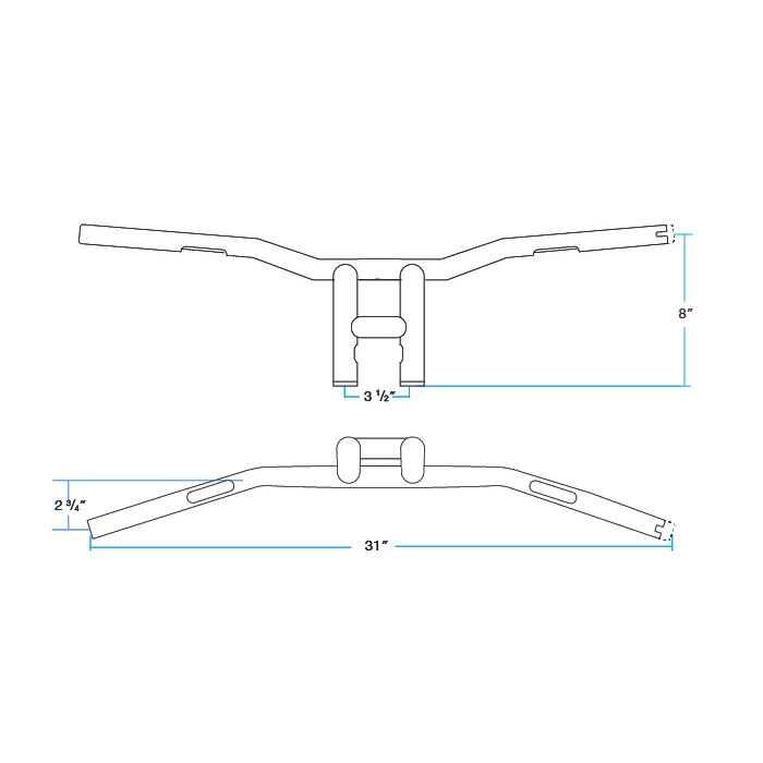 Biltwell Tyson XL 1 Inch Pullback Handlebar in Black Finish For 2008