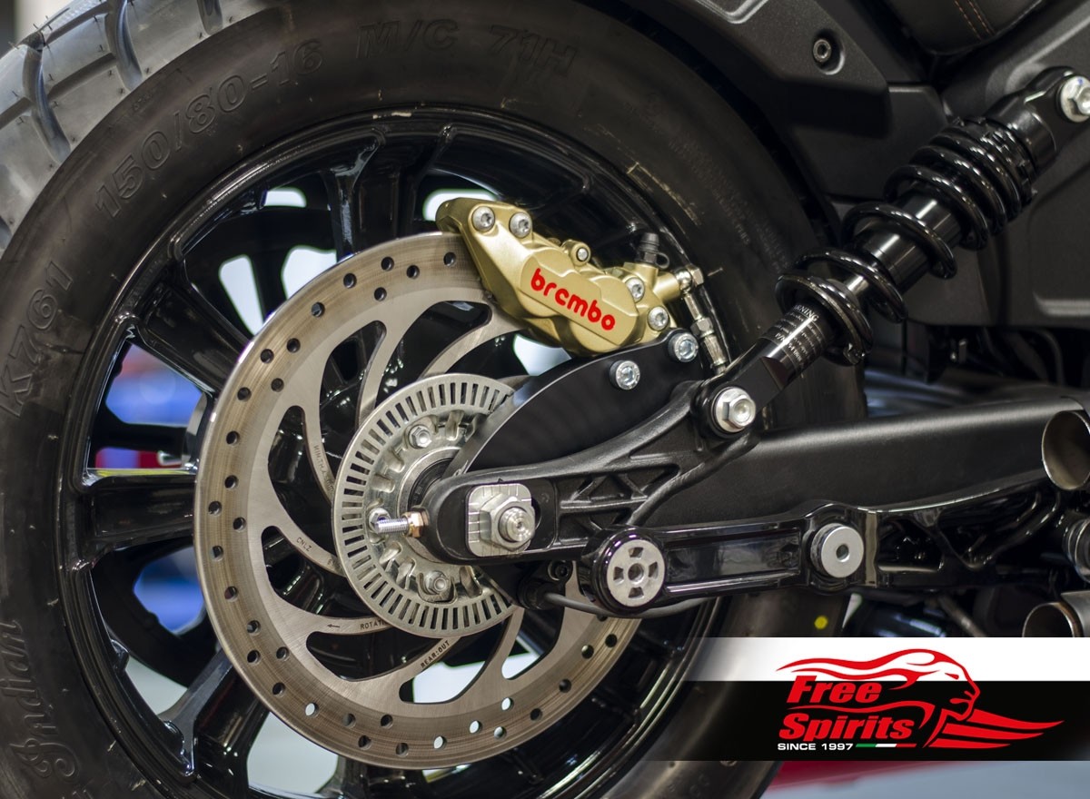 Free Spirits 4 Piston Rear Brake Caliper In Gold Kit For Indian Scout