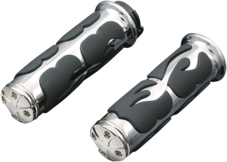 Kuryakyn ISO-Flame Grips In Chrome Finish For Dual Throttle Cable (6260)