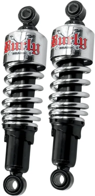 Burly Brand Slammer Shocks in Chrome for Harley Davidson Touring 1980 and Up Models (B28-1203)