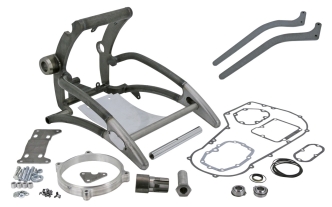 Zodiac Ton Pels Signature Series Curved Swingarm 250 Wide Tire Kit With Transmission Offset Kit in Raw Finish For 1991-1999 Softail Models And Tail Frames (722917)