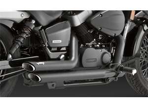 Vance & Hines Shortshots Staggered Exhaust System In Black For Honda 2004-2015 Shadow Aero 750 Motorcycles (48419)