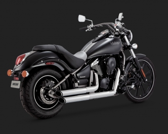 Vance & Hines Twin Slash Staggered Exhaust System in Chrome For Kawasaki 2006-2018 Vulcan 900 Motorcycles (18397)