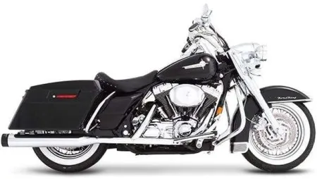 Rinehart Racing 4 Inch Slip-Ons In Chrome Finish With Black End Caps For Harley Davidson 1995-2016 Touring Motorcycles (500-0102)