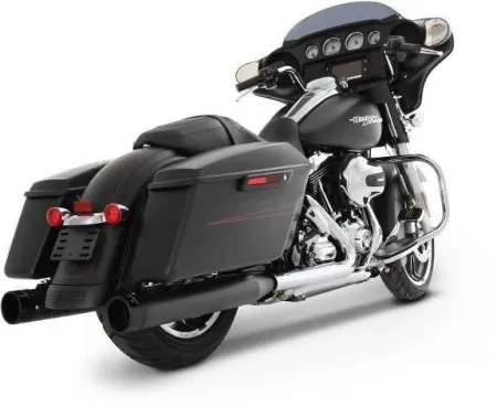 Rinehart Racing 4 Inch Slip-Ons In Black Finish With Black End Caps For Harley Davidson 1995-2016 Touring Motorcycles (500-0103)