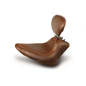 Mustang Tripper Solo Wide, Brown Seat 13 Inches With Backrest For Harley Davidson 2011-2013 Softail FXS Blackline & 2012-2016 FLS Slim Motorcycles (79746)