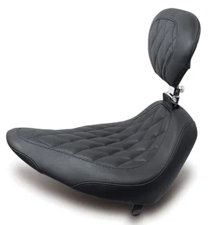 Mustang Tripper Solo, Wide, Diamond Stitch Seat 14 Inches With Backrest For Harley Davidson 2000-2006 Softail Motorcycles (79751)