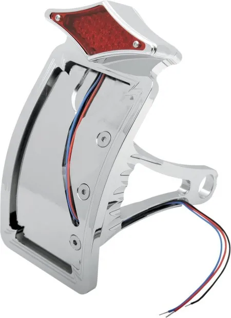 Drag Specialties Axle Mount Diamond Curved Vertical LED Taillight License Plate Mount For 2000-2007 Softail Models With 3/4 Inch Or 1 Inch Axles (2010-0557)