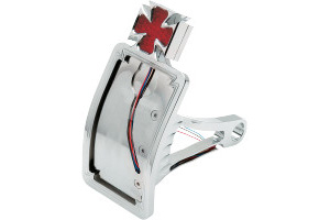 Drag Specialties Axle Mount Maltese Cross Curved Vertical LED Taillight License Plate Mount For 2000-2007 Softail Models With 3/4 Inch Or 1 Inch Axles (2010-0558)
