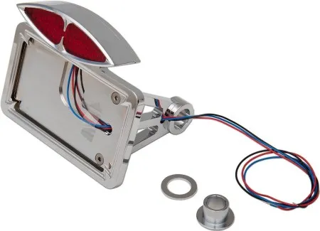 Drag Specialties Side Mount Deco Taillight License Plate Mount Flat Horizontal For Harley Davidson 1986-1999 FXST & FLST With 3/4 Inch Axle (2030-0169)