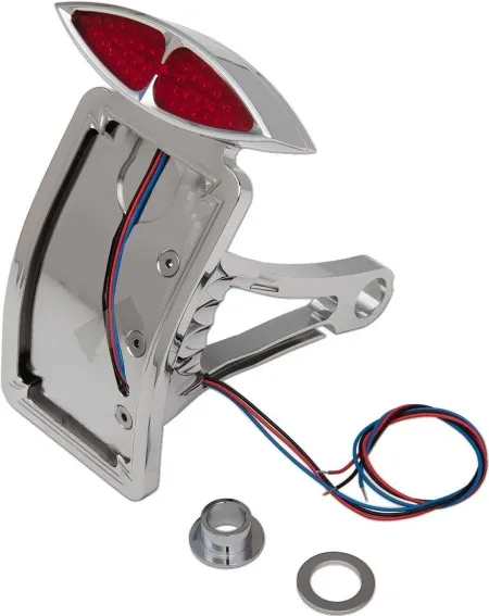 Drag Specialties Side Mount Deco Taillight License Plate Mount Curved Vertical For Harley Davidson 1986-1999 FXST & FLST With 3/4 Inch Axle (2030-0171)