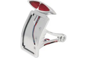 Drag Specialties Side Mount Deco Taillight License Plate Mount Curved Vertical For Harley Davidson 1986-1999 FXST & FLST With 3/4 Inch Axle (2030-0171)