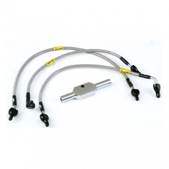 Goodridge Front Brake Line in Stainless Clear Coated Finish For 1996-2007 FLHT/C/CU, 2006-2007 FLHX Models (ARM745029)