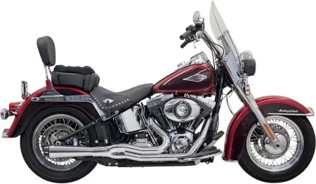 Bassani Road Rage II Mega Power Short Megaphone In Chrome With Black End Caps For Harley Davidson 1986-2017 Softail Models (Except FXSB/SE) (1S12R)