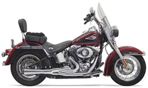 Bassani Road Rage II Mega Power Short Megaphone In Chrome With Black End Caps For Harley Davidson 1986-2017 Softail Models (Except FXSB/SE) (1S12R)