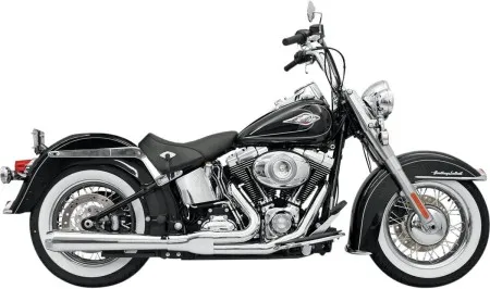 Bassani Road Rage 2 Into 1 System In Chrome Long Megaphone For Harley Davidson 1986-2017 Softail Models (Except 2009 FXSTSSE & 2013-2016 FXSB/SE) (12111J)