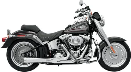 Bassani Road Rage 2 Into 1 System In Chrome Short Megaphone For Harley Davidson 1986-2017 Softail Models (Except 2009 FXSTSSE & 2013-2016 FXSB/SE) (12112J)