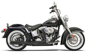 Bassani Road Rage 2 Into 1 System In Black Long Megaphone For Harley Davidson 1986-2017 Softail Models (Except 2009 FXSTSSE & 2013-2016 FXSB/SE) (12121J)