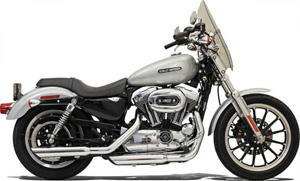 Bassani 3 Inch FirePower Series Slip-On Mufflers Slash Down For Harley Davidson 2004-2013 Sportster Models (1X17B)