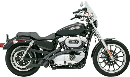 Bassani Radial Sweepers in Black Finish Exhaust For Harley Davidson 2007-2013 Sportster Models (XL4-FF12CLB)