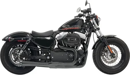 Bassani Road Rage II Mega Power System In Black With Short Megaphone For Harley Davidson 2004-2013 Sportster With Mid/Forward Controls (1X22RB)