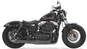 Bassani Road Rage II Mega Power System In Black With Short Megaphone For Harley Davidson 2004-2013 Sportster With Mid/Forward Controls (1X22RB)