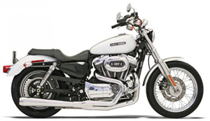 Bassani Road Rage 2 Into 1 System In Chrome Finish With Long Megaphone With Mid/Forward Controls For Harley Davidson 2004-2013 Sportster Models (14111J)