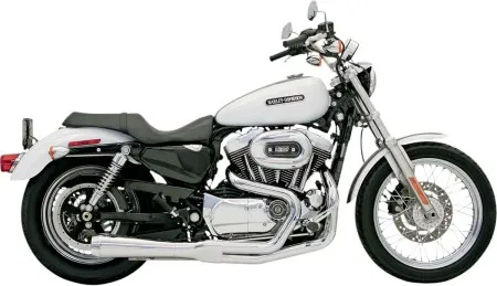 Bassani Road Rage 2 Into 1 System In Chrome Finish With Short Megaphone With Mid/Forward Controls For Harley Davidson 1986-2003 Sportster Models (14212J)