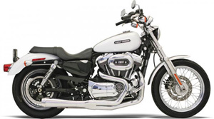 Bassani Road Rage 2 Into 1 System In Chrome Finish With Short Megaphone With Mid/Forward Controls For Harley Davidson 1986-2003 Sportster Models (14212J)