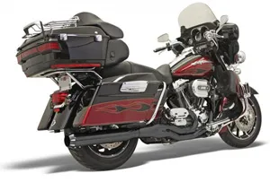 Bassani B4 Exhaust System In Black With Straight Muffler For Harley Davidson 1995-2016 Touring Models (FLH-757B)