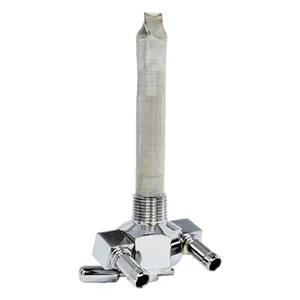 Pingel Power-Flo Petcock Dual Outlet 3/8 NPT, 5/16 Fuel Hose in Chrome Finish For 1966-1974 FL, FX Models (3211-D-CH)
