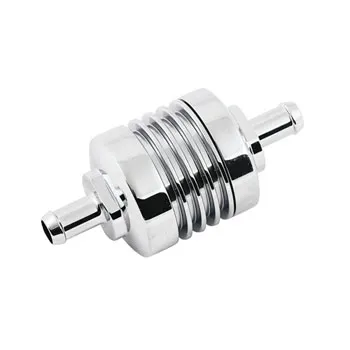 Doss Ribbed Fuel Filter In Chrome For 3/8 Inch Fuel Lines (14-112)