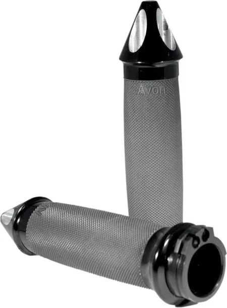 Avon Performance Custom Contour Spike Grips In Black For 1974-2023 Harley Davidson Single And Dual Throttle Cable Models (CC-86-ANO-SPIKE)