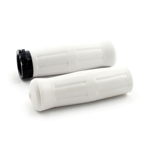 Avon Old School Grips In White For 1974-2021 Harley Davidson Single And Dual Throttle Cable Models (OLD-69-WHITE)