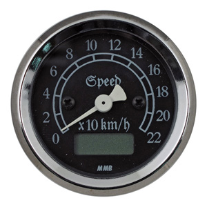 MMB Classic Electronic Speedo With Black Face 220 Km With Chrome Housing And Yellow Illumination (ARM428049)