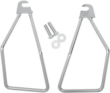 Drag Specialties Chrome Saddlebag Support Brackets For 00-17 FXST/FLST Models (except FXSTD, FXSTC, 07-17 FLSTF) (Single-Bolt Mount) (77-0129)