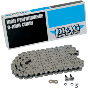 Drag Specialties 530 Series O-Ring Chain, 110 Links, Chrome Finish (DS530POS110L)