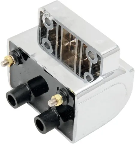 Drag Specialties Dual Fire Ignition Coil In Chrome, 3 Ohm Electronic Ignition (2102-0221)