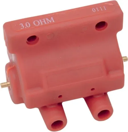 Drag Specialties 12 Volt Dual Fire Ignition Coil In Red, 3 Ohm Electronic Ignition (10-2025)