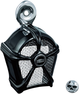 Kuryakyn Mach 2 Horn Cover In Black With Chrome Mesh For Harley Davidson 1995-2020 Motorcycles With Stock Cowbell & Waterfall Horn Cover (7297)