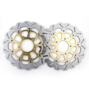 EBC Front 5 Button Floater (Wide Band) Stainless Brake Rotor In Gold Aluminum/Chrome Finish For 00-14 Softail (excl. Springers); 00-13 XL, XR; 00-05 Dyna; 00- 07 Touring (ARM956519)