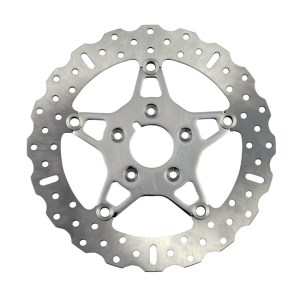 EBC Front 5 Button Floater Contour (Narrow Band) Stainless Brake Rotor In Polished Finish For 00-14 Softail (excl. Springers); 00-13 XL, XR; 00-05 Dyna; 00- 07 Touring (ARM195519)