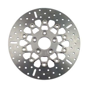 EBC Rear 10 Button Floater (Wide Band) Stainless Brake Rotor In Polished Finish For 00-23 Softail, 00-17 Dyna; 00-07 Touring; 00-10 XL (ARM216519)